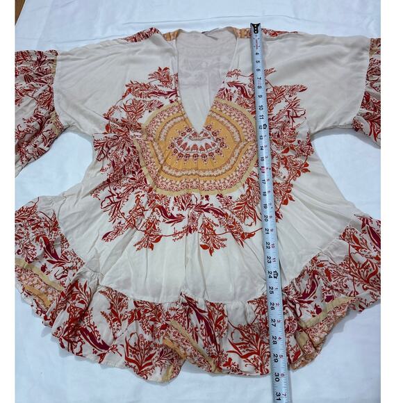 Free People Womens Small Sunset Dreams Boho Ruffle Tunic Top Swim Cover Up - Picture 6 of 7